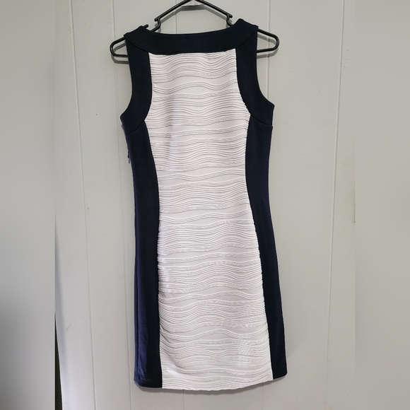 Calvin Klein Classy Gorgeous 😍 Navy Blue And White Dress - Picture 2 of 16